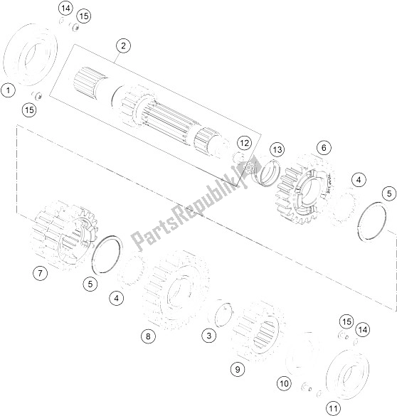 Alle onderdelen voor de Transmissie I - Hoofdas van de KTM 690 SMC R ABS Europe 2016