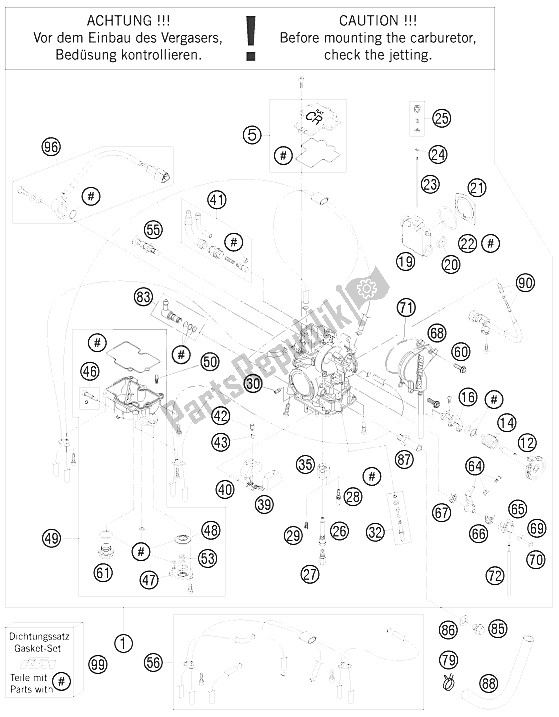 All parts for the Carburetor of the KTM 450 SX ATV Europe 2009