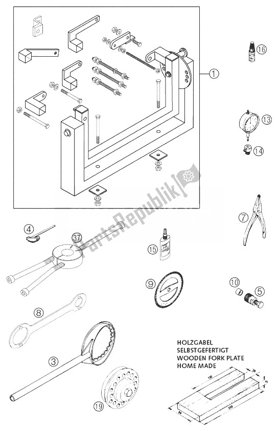 All parts for the Spezial Tools 250/300 of the KTM 250 EXC Europe 2003