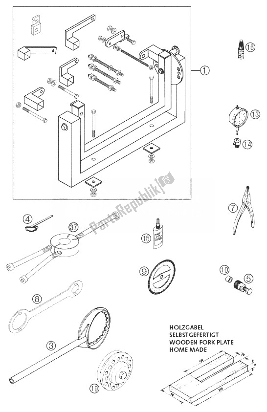 All parts for the Spezial Tools 250/300 of the KTM 250 EXC United Kingdom 2003