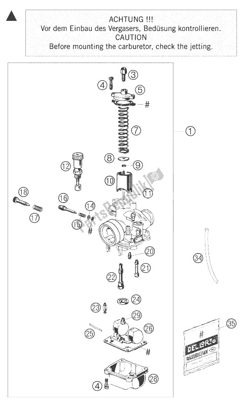 All parts for the Carburetor of the KTM 50 SX Europe 2007