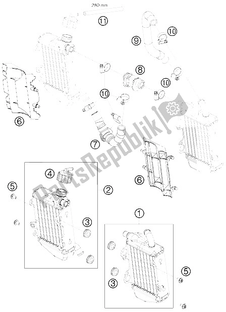 Tutte le parti per il Sistema Di Raffreddamento del KTM 65 SX Europe 2011