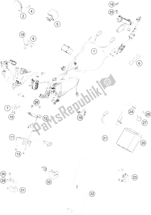 Todas as partes de Chicote De Fiação do KTM 390 Duke BL ABS B D 15 USA 2015