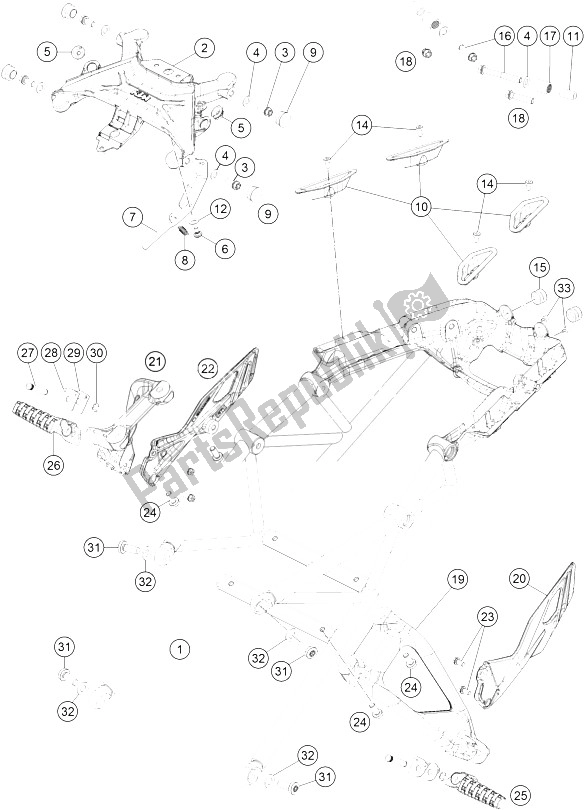 Toutes les pièces pour le Faux-châssis du KTM 1290 Super Duke GT Grey ABS 16 Europe 2016