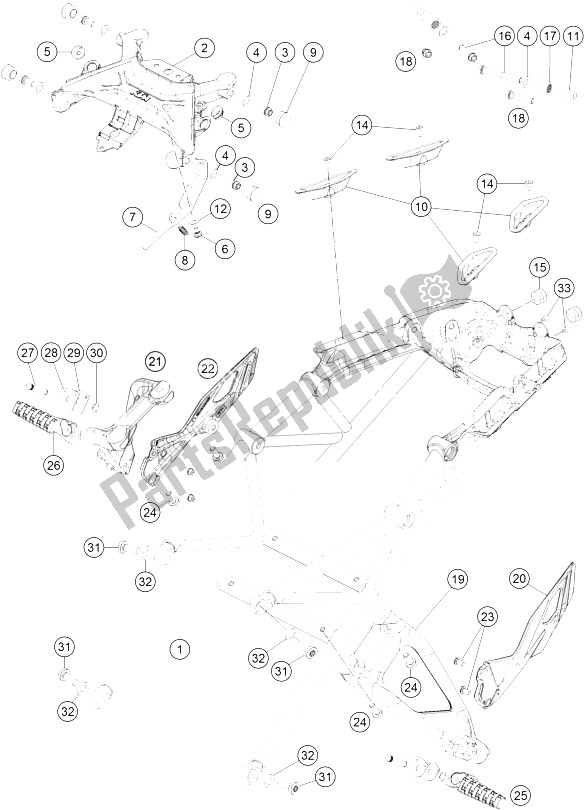 All parts for the Subframe of the KTM 1290 Super Duke GT OR ABS 16 Europe 2016 All parts for the Subframe of the KTM 1290 Super Duke GT OR ABS 16 Europe 2016