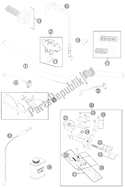 Todas las partes para Manillar, Controles de KTM 450 XC W SIX Days USA 2011