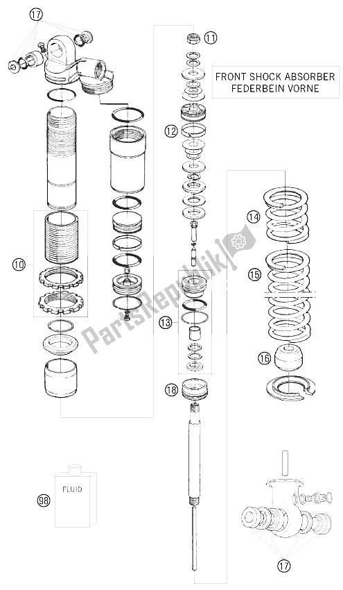 Todas las partes para Shock Abs. Frente Desmontado de KTM 525 XC ATV Europe 2008