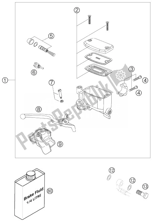 All parts for the Hand Brake Cylinder of the KTM 990 Adventure S Europe 2007