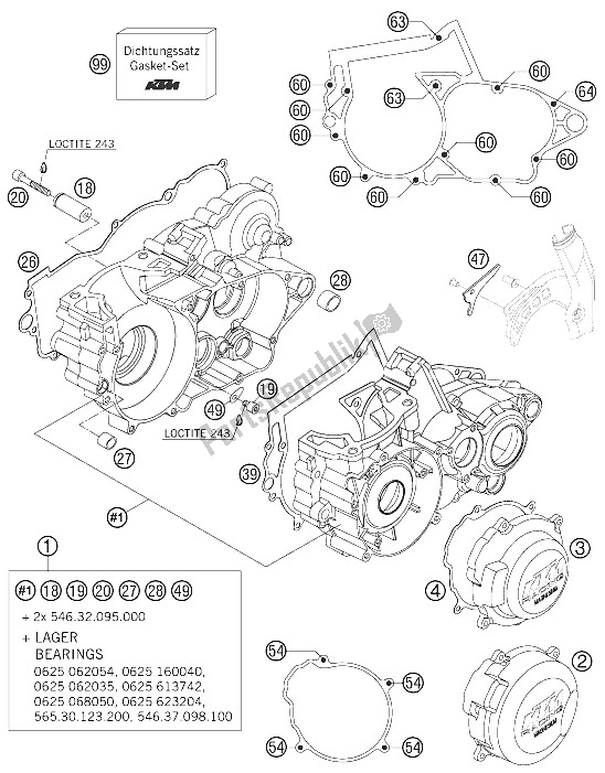 Wszystkie części do Obudowa Silnika 250/300 KTM 250 EXC Australia 2005