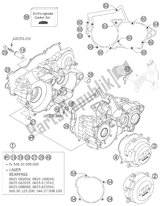 Todas las partes para Caja Del Motor 250/300 de KTM 250 EXC SIX Days Europe 2005
