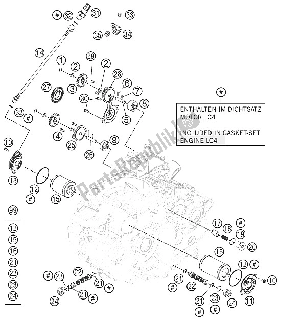 Todas as partes de Sistema De Lubrificação do KTM 690 Enduro R ABS Europe 2015