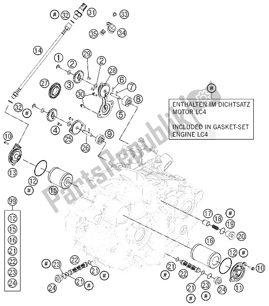 All parts for the Lubricating System of the KTM 690 Enduro R Australia United Kingdom 2012