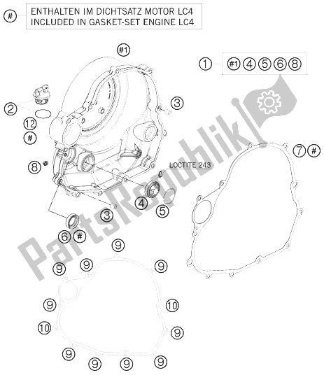 Toutes les pièces pour le Couvercle D'embrayage du KTM 690 Duke Orange Europe 2010