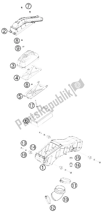 All parts for the Air Filter of the KTM 450 Rally Factory Replica Europe 2011