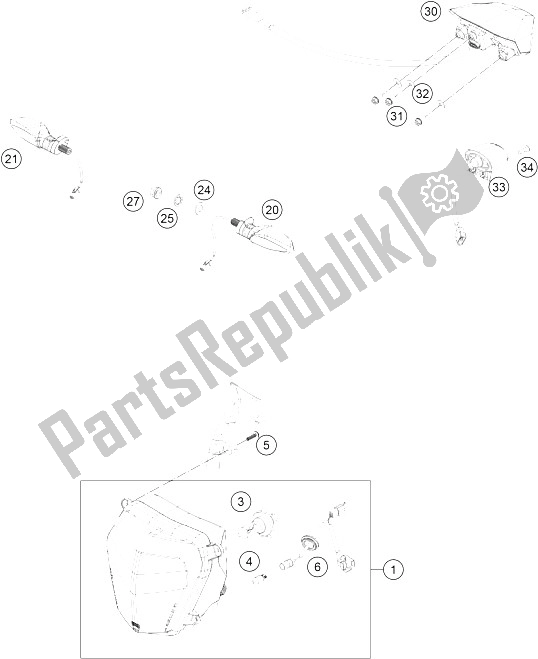 All parts for the Lighting System of the KTM 690 Duke R ABS Europe 2016