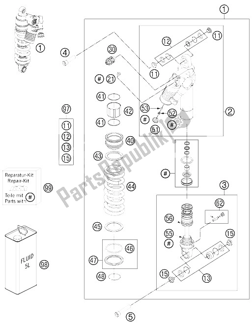 Todas las partes para Monoshock de KTM 990 ADV R Spec Edit Brazil 2011