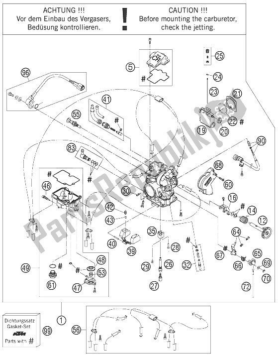 Alle onderdelen voor de Carburator van de KTM 450 SMR Europe 2008