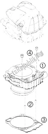 All parts for the Cylinder of the KTM 400 EXC Australia 2009