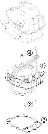 All parts for the Cylinder of the KTM 400 XC W USA 2009