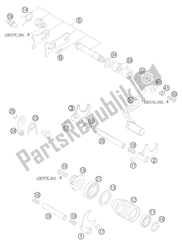 All parts for the Shifting Mechanism of the KTM 85 SX 19 16 Europe 2006