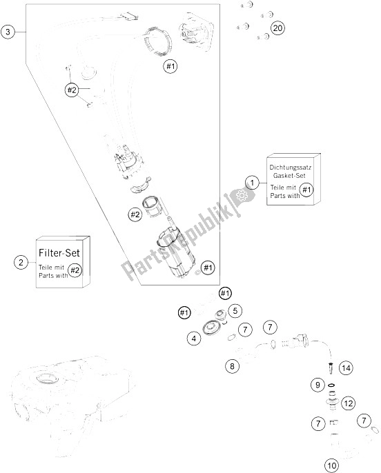 All parts for the Fuel Pump of the KTM Freeride 350 Europe 2012