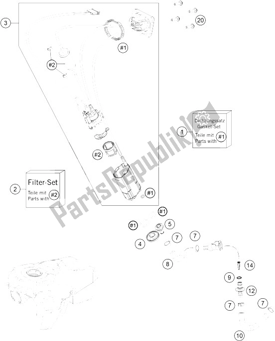 All parts for the Fuel Pump of the KTM Freeride 350 Europe 2015