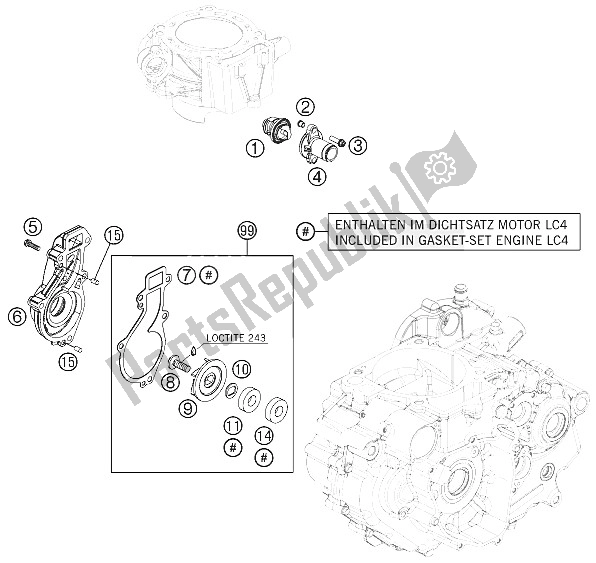 All parts for the Water Pump of the KTM 690 Duke Black ABS Europe 2015