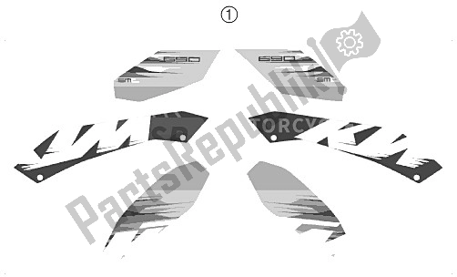 All parts for the Decal of the KTM 690 SMC USA 2008