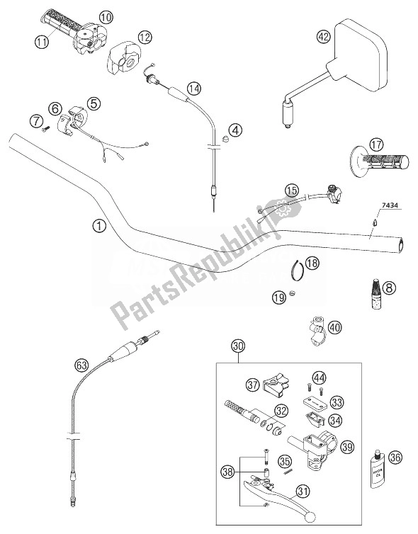 Tutte le parti per il Manubrio, Strumenti 205/300 del KTM 250 EXC SIX Days Europe 2003