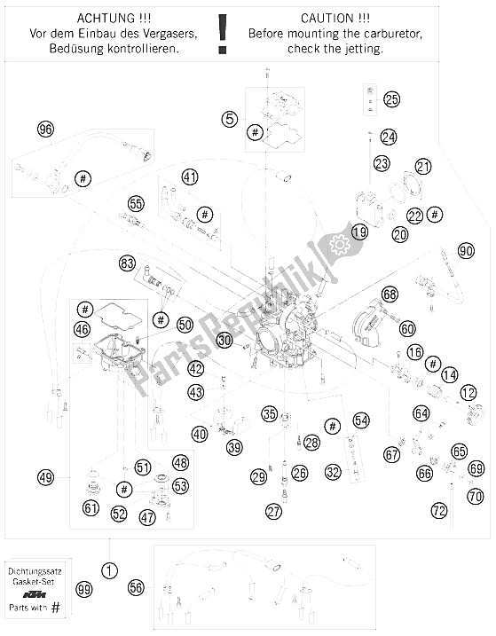 Tutte le parti per il Carburatore del KTM 450 SX F Europe 2009
