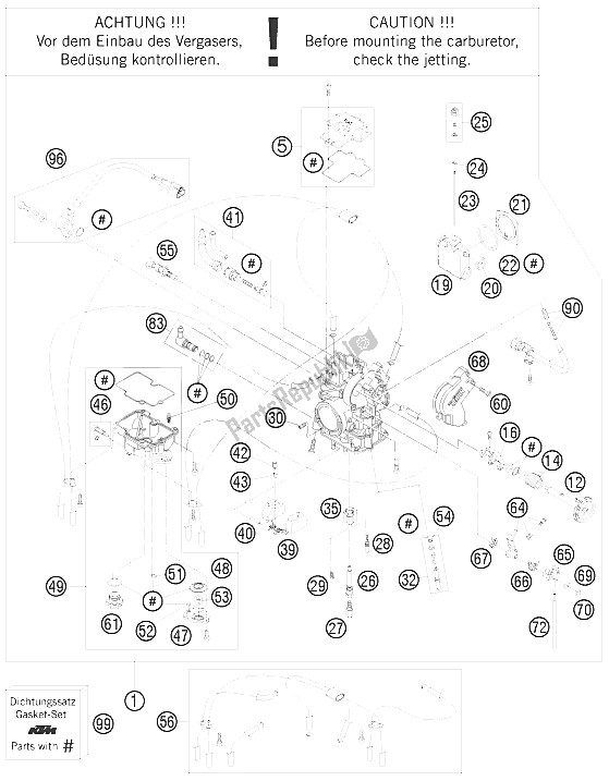 All parts for the Carburetor of the KTM 450 SX F Europe 2009