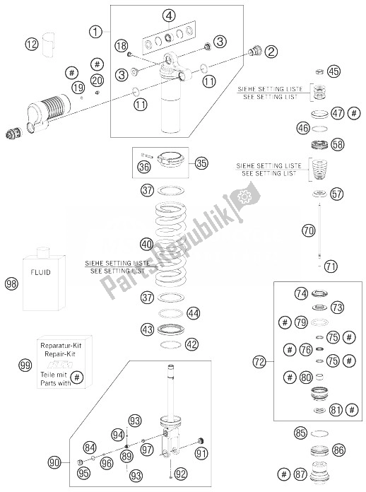 Todas las partes para Amortiguador Desmontado de KTM 450 Rally Factory Replica Europe 2014