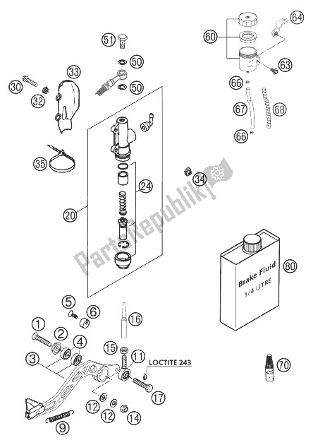 All parts for the Foot Brake Operation 660 Sms of the KTM 660 Supermoto Factory Repl 03 Europe 2003