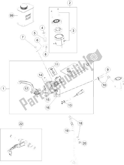 All parts for the Hand Brake Cylinder of the KTM 1290 Superduke R S E ABS 16 Europe 2016