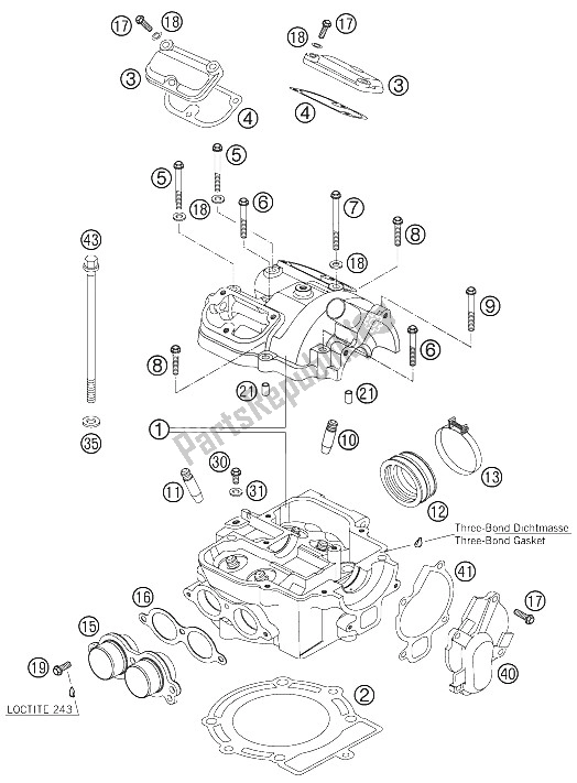 All parts for the Cylinder Head of the KTM 450 EXC G Racing USA 2006