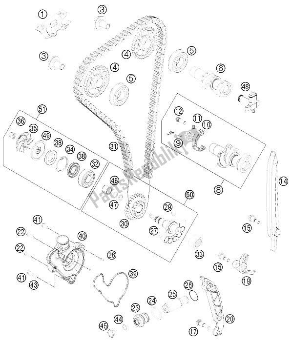 Alle onderdelen voor de Timing Aandrijving van de KTM 350 XC F USA 2011