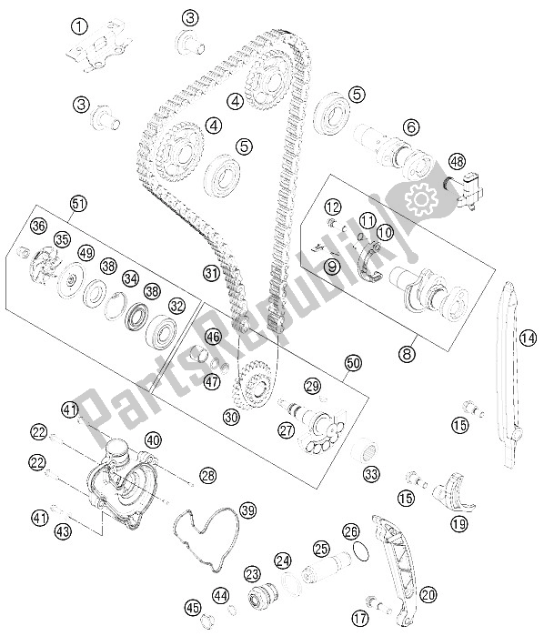 Toutes les pièces pour le Commande De Synchronisation du KTM 350 XC F USA 2012