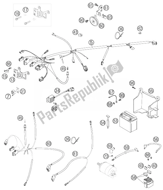 All parts for the Wiring Harness of the KTM 450 EXC Factory Racing Australia 2007