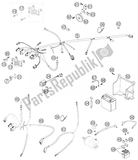 All parts for the Wiring Harness of the KTM 450 EXC Factory Racing Europe 2007