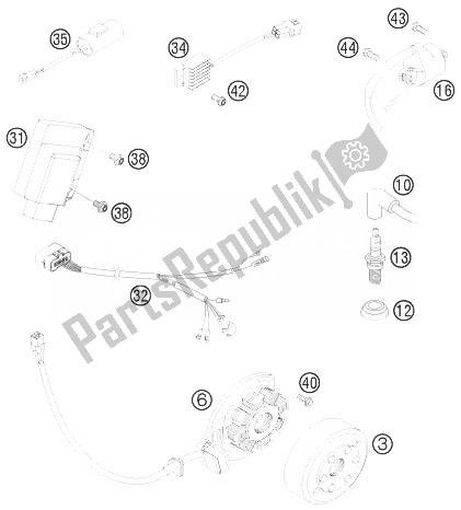 All parts for the Ignition System of the KTM 125 EXC Champion Edition Europe 2010