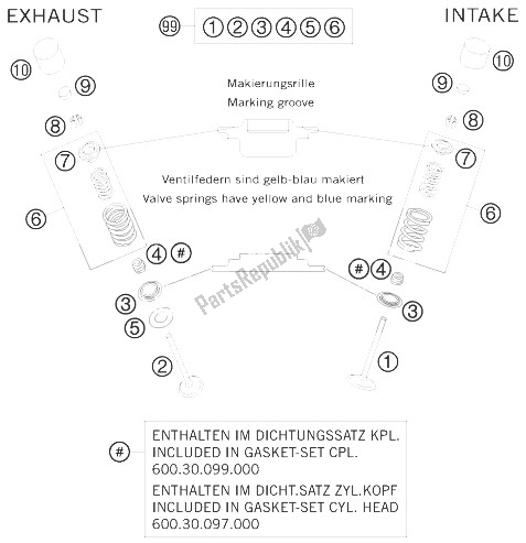 Wszystkie części do Nap? D Zaworu KTM 990 Supermoto T Silver Europe 2010