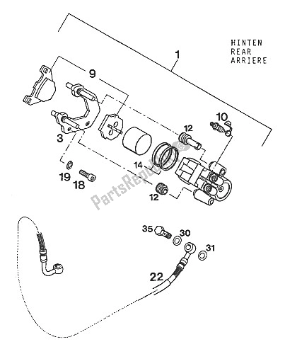 All parts for the Brake Caliper Rear Lc4'93 of the KTM 620 RXC E USA 1995