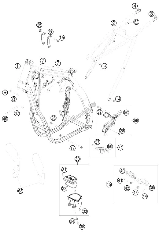 All parts for the Frame of the KTM 450 SMR Europe 2008