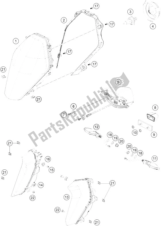 All parts for the Lighting System of the KTM 1290 Super Duke GT OR ABS 16 Australia 2016