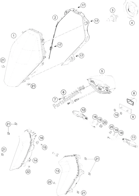 Todas las partes para Sistema De Iluminación de KTM 1290 Super Duke GT OR ABS 16 USA 2016