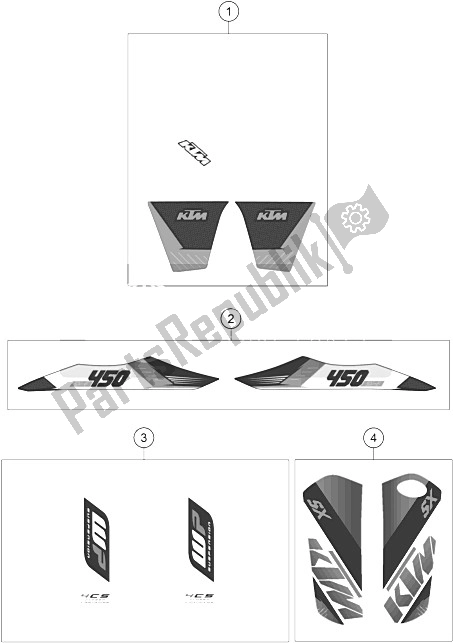 All parts for the Decal of the KTM 450 SX F USA 2015