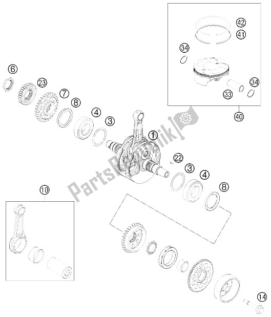 All parts for the Crankshaft, Piston of the KTM 450 Rally Factory Replica Europe 2011