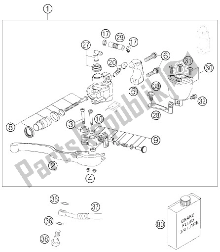 All parts for the Hand Brake Cylinder of the KTM 450 SMR Europe 2006