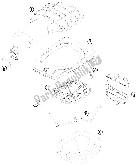 Alle onderdelen voor de Luchtfilter van de KTM 505 SX ATV Europe 2009