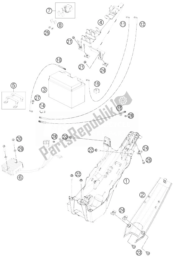 Tutte le parti per il Batteria del KTM 1190 RC8 R White Europe 2013